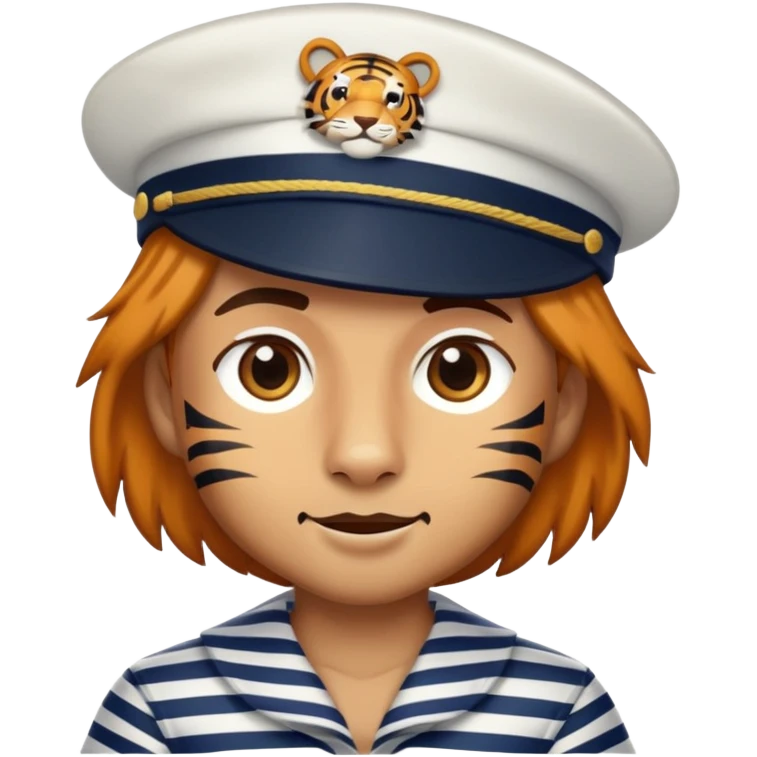 Tiger sailor with navy hat and striped shirt emoji