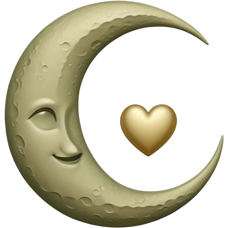 khaki crescent moon with a small heart emoji