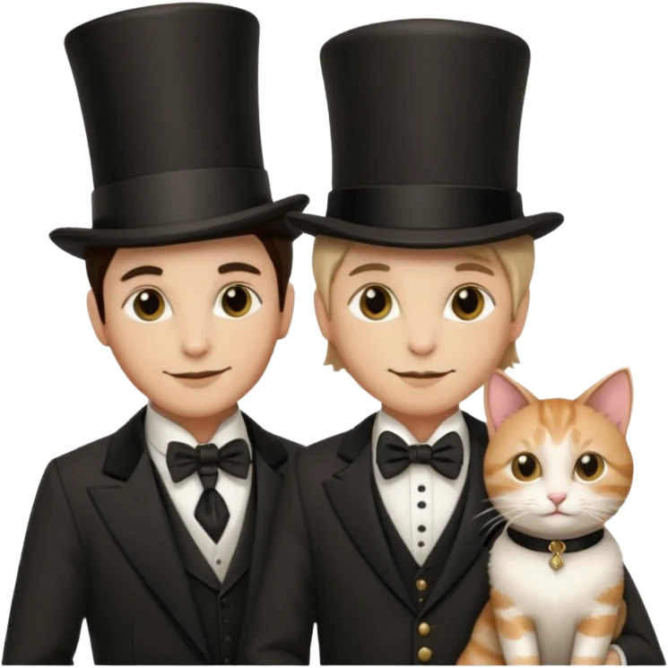 magician couple and their pet cat emoji