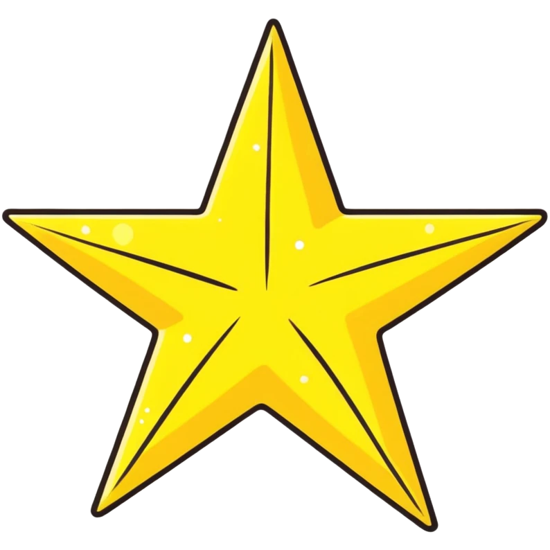 3D golden star with soft glow, five sharp symmetrical points, lots of glitter particles, cartoon style, friendly appeal, pastel yellow background, Pixar-inspired lighting emoji