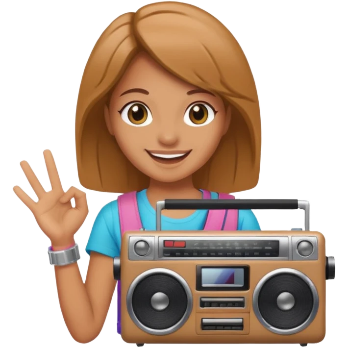 woman holding boombox emoji