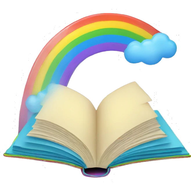 Open book with rainbow emoji