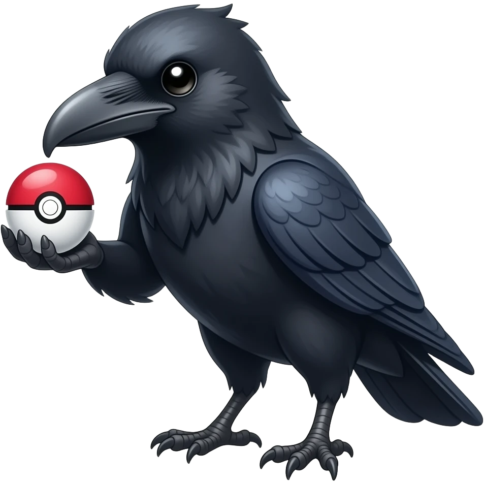 Raven holding pokeball emoji