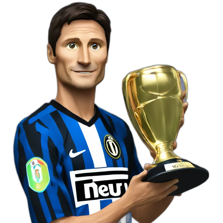 Javier Zanetti holding Champions League trophy in Inter shirt emoji