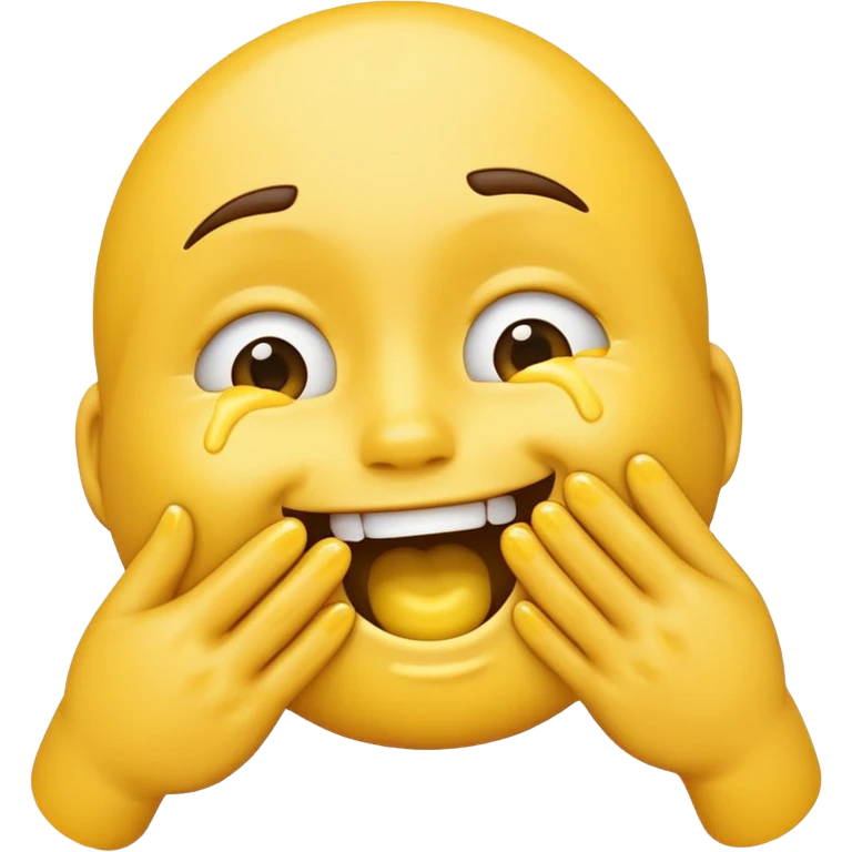 emoji that’s choking itself with their hands with a smile and tears  emoji