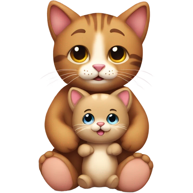 cat and his little teddy BEAR emoji