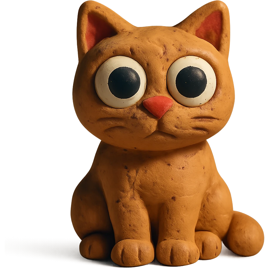 cat sitting with big eyes and soft lighting in claymation style emoji