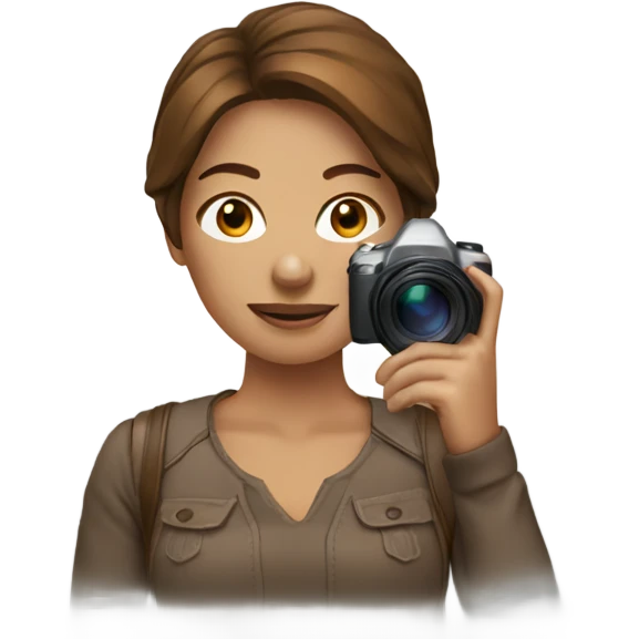 Woman taking photography with brown hair emoji