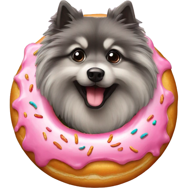 keeshond eating a donut emoji