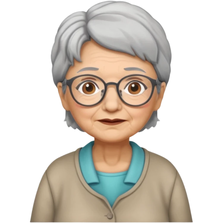 grandmother with glasses and gray hair, grizzle full body emoji