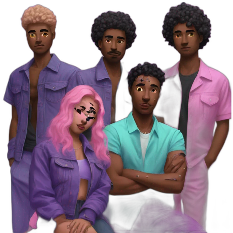 Vaporwave group of people with scars emoji