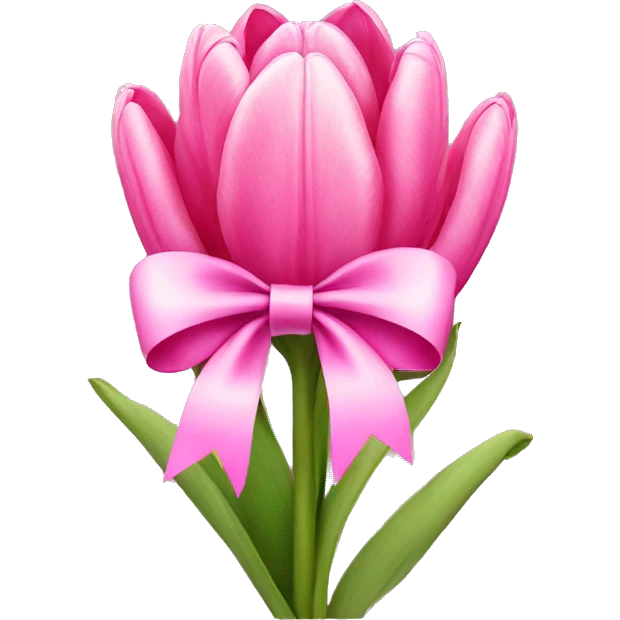 Pink tulips with a bow emoji