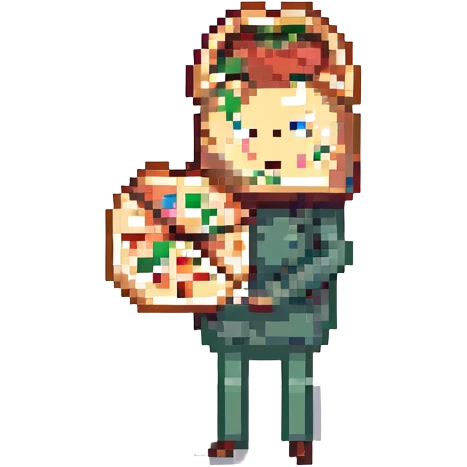 a person holding a pizza emoji