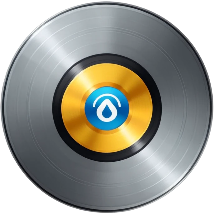 platinum vinyl with an apartment logo in the middle emoji