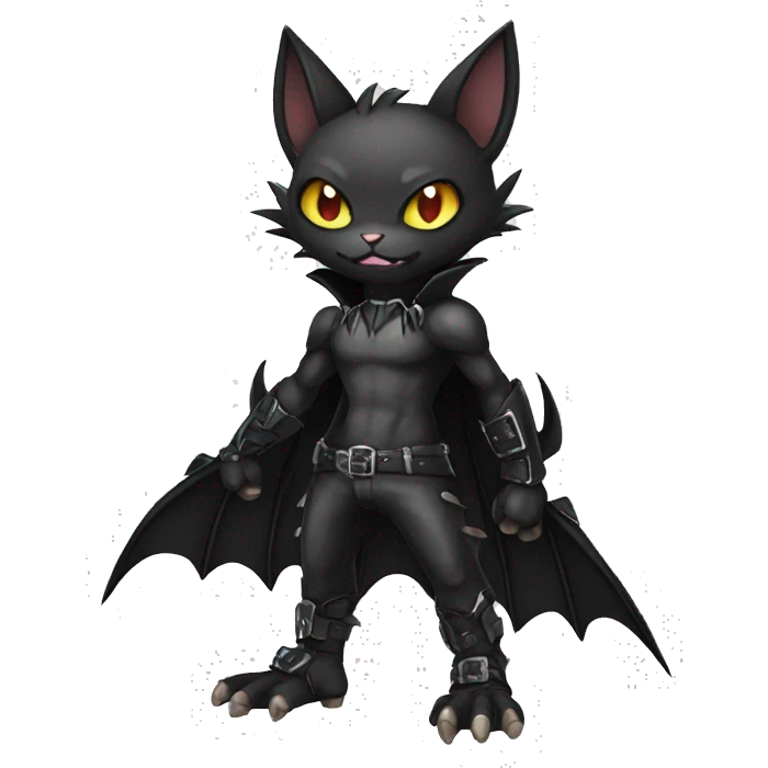 Black Punk Bat-Cat-Fakemon Full Body emoji