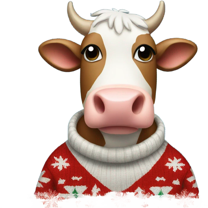 Cow wearing Christmas sweater  emoji