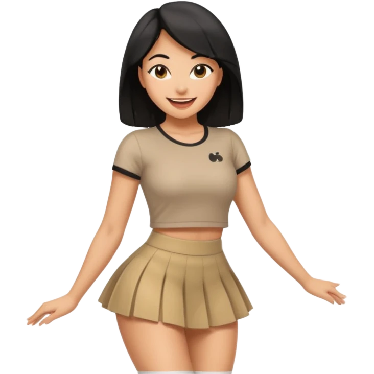 Tan woman with black hair twerking emoji