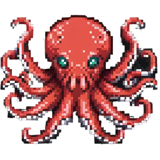 red octopus with eight tentacles emoji