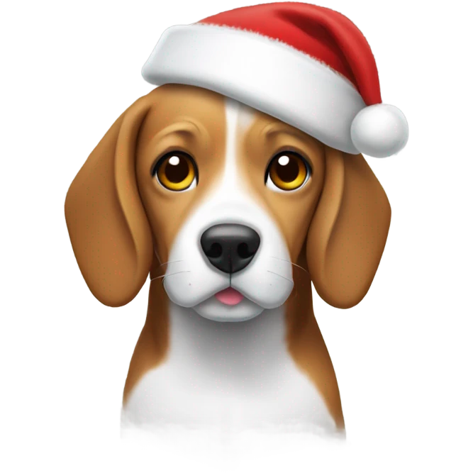 Beagle wearing a Santa hat emoji