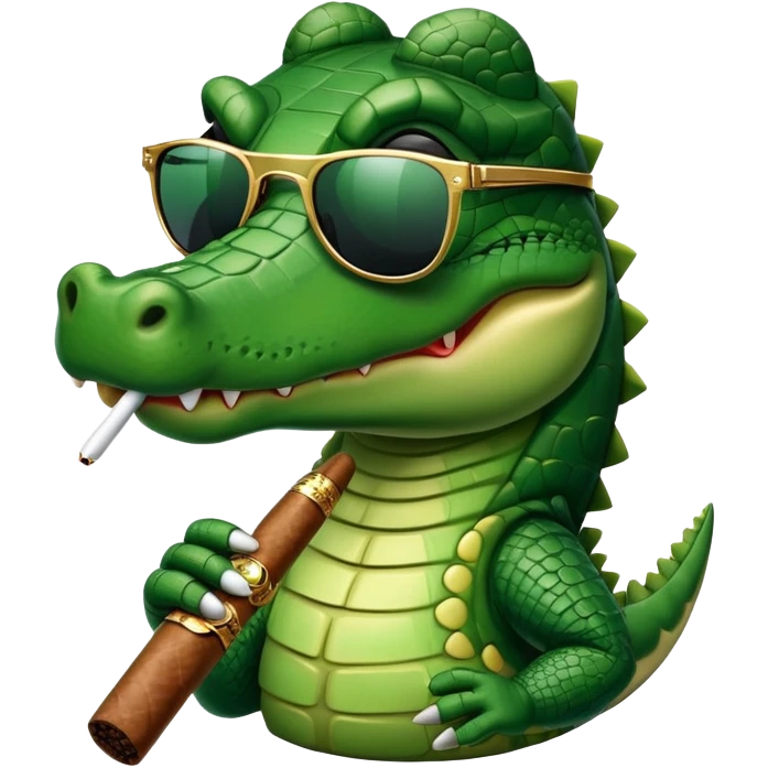 Alligator wearing cool shades and smoking emoji
