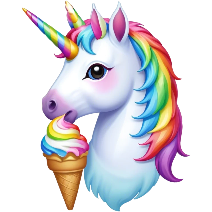 Unicorn with ice cream emoji