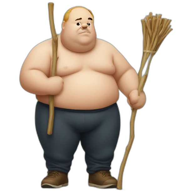 fat man with stick emoji