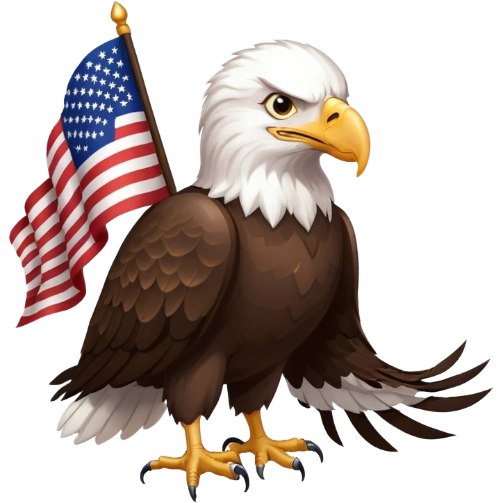 Bald eagle with an American flag behind it  emoji