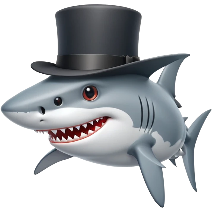 Shark with a top hat emoji