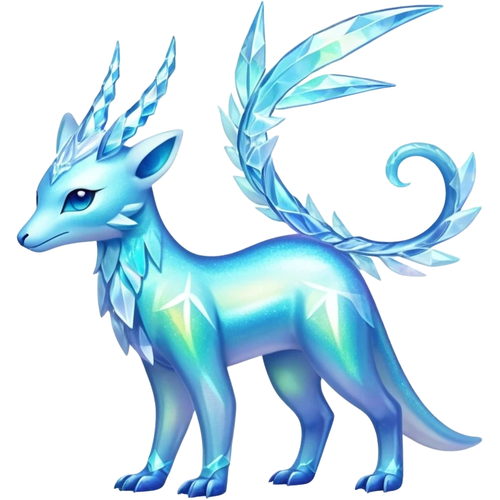 Shiny Exotic Colorful Ethereal Sparkly Amaura-Aurorus-Fakémon-hybrid-creature (full body)  emoji