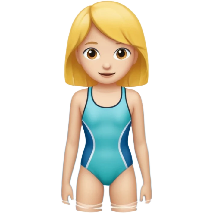 a 12 year old girl in a swim suit, with mountain background emoji