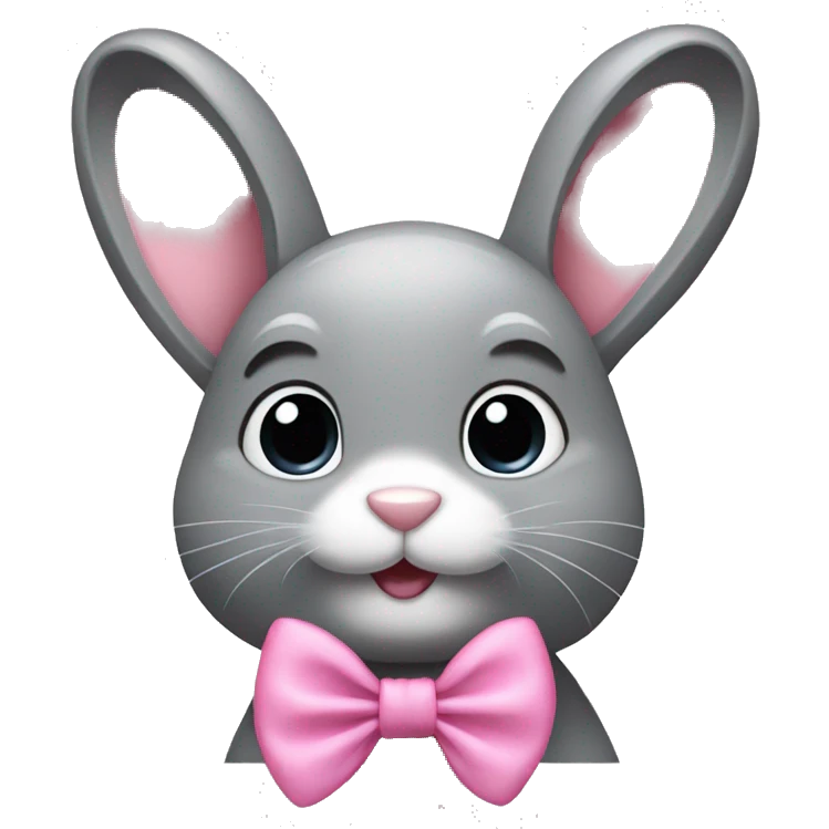 grey bunny pink bow emoji