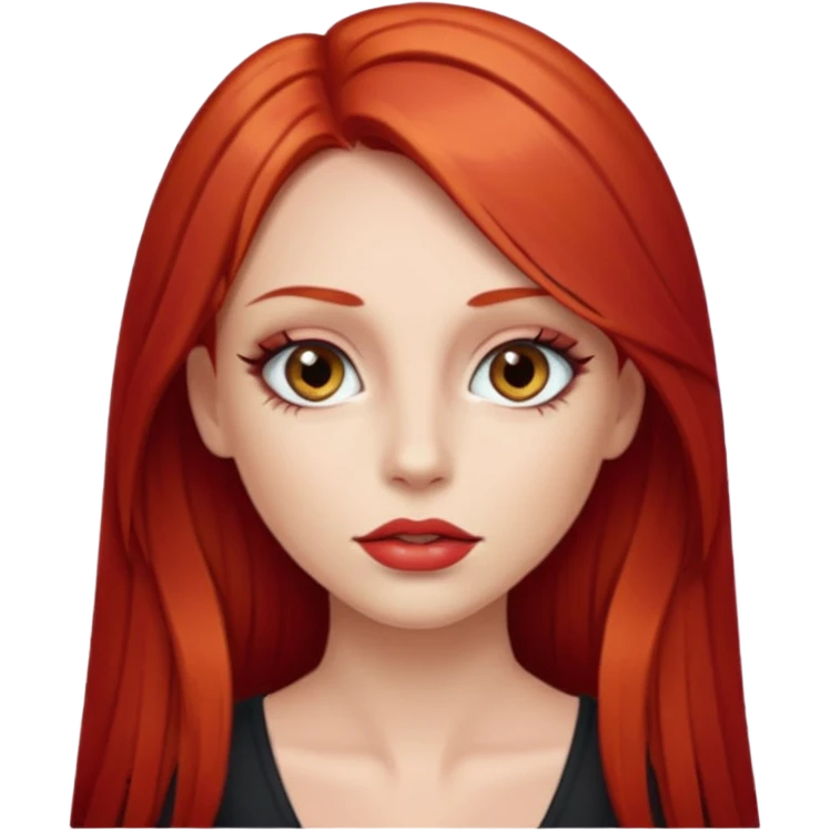 una chica con los labios y los ojos maquillados, de piel blanca con el pelo liso y largo y pelirrojo emoji