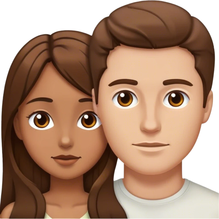 White man brown hair and tan girl brown hair couple  emoji