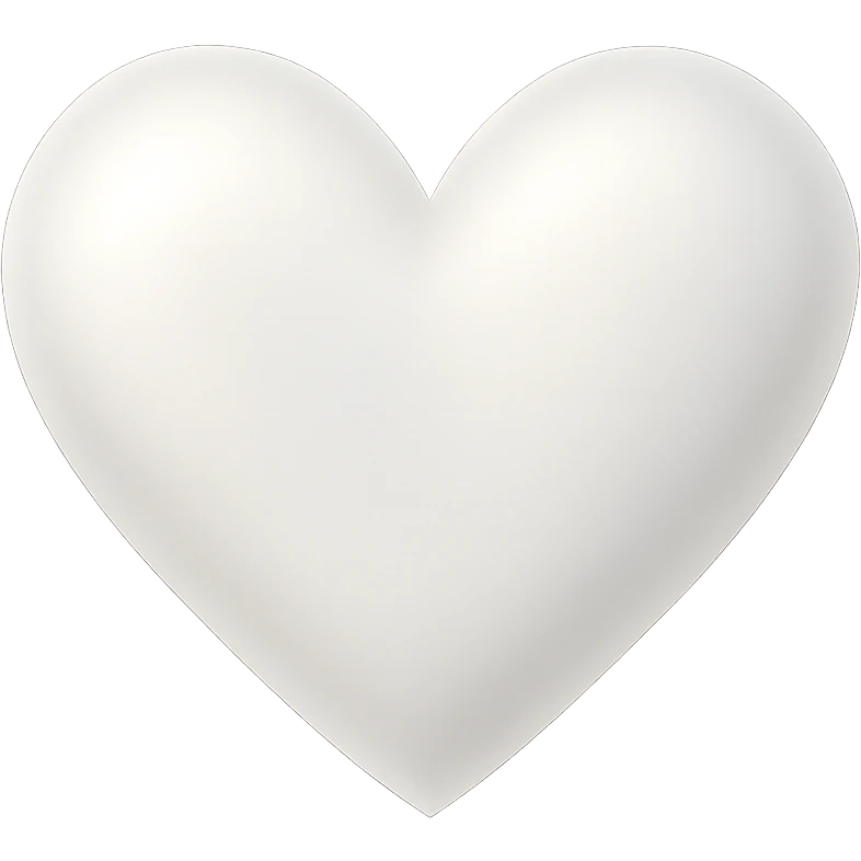 heart with a soft pearl white gradient, digital illustration emoji