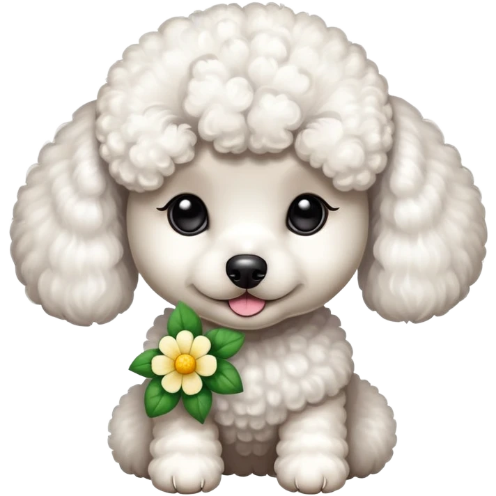 A cute  little  Small sized Poodle and flower emoji