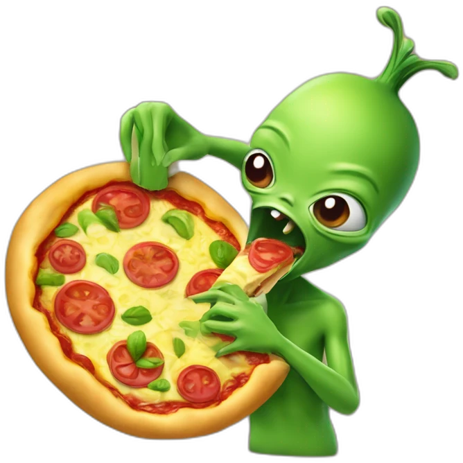 Un alien qui vomit après avoir mangé une pizza à l'ananas emoji
