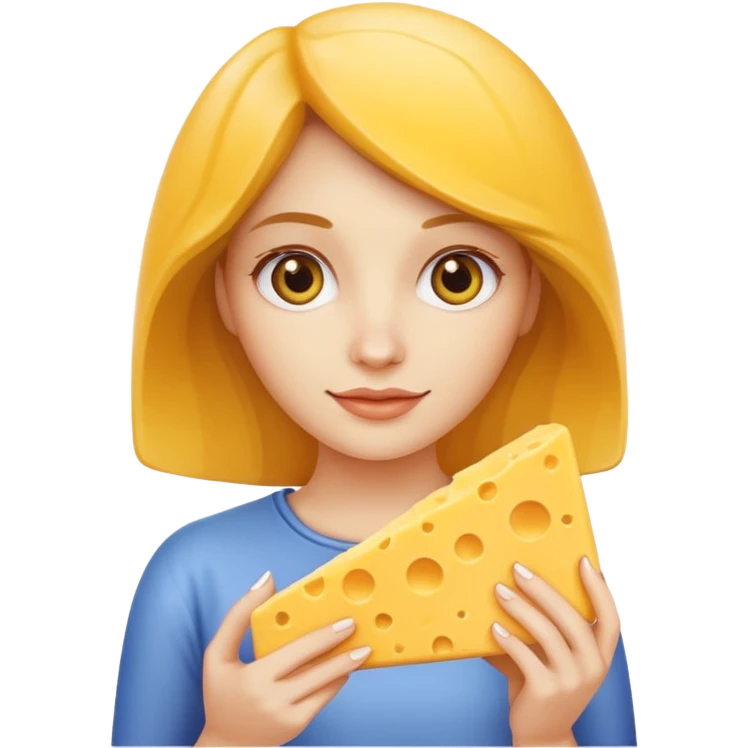 woman holding cheese piece emoji