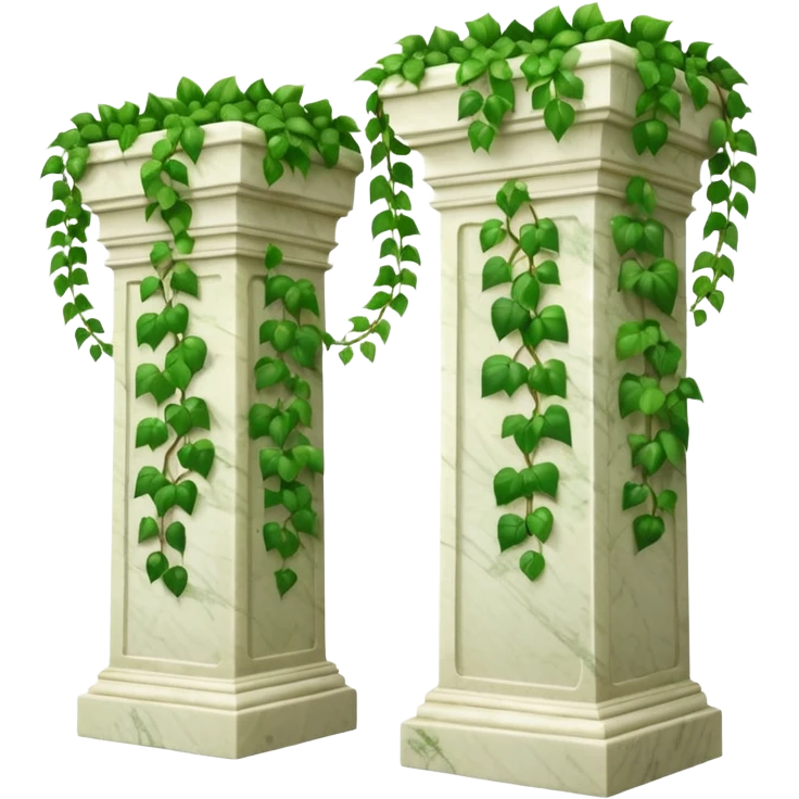 Green ivy growing along a marble wall and marble pedestals  emoji