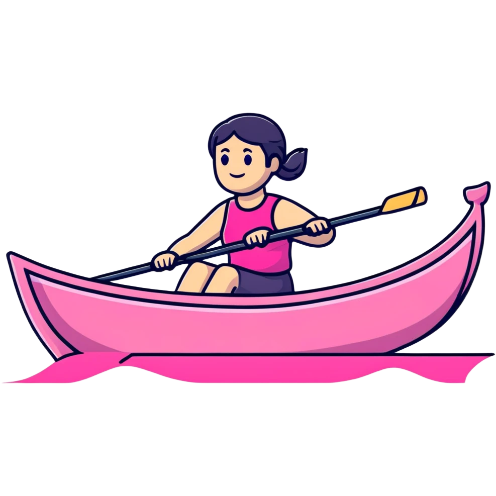 woman rowing a pink boat emoji
