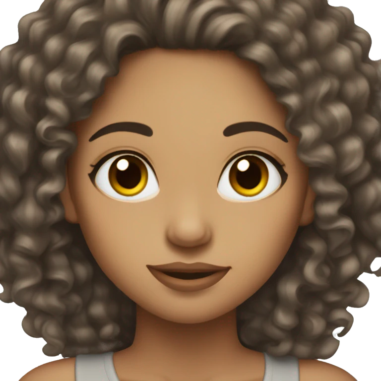 woman light skin long dark curly hair,lashes emoji