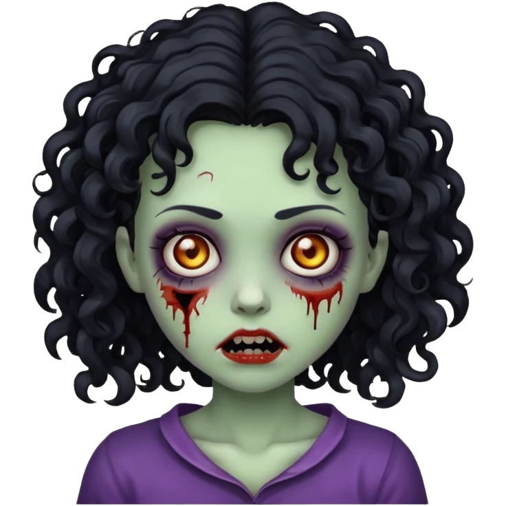 girl zombie with curly black hair  emoji