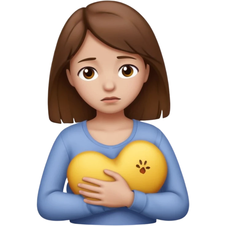 Brown hair Sad girl holding her chest  emoji