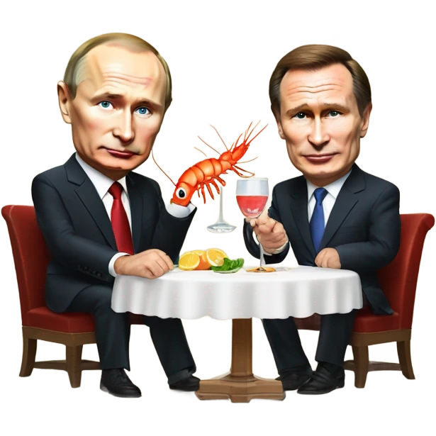 Vladimir Putin and Gerhard Schröder with a shrimp cocktail  emoji