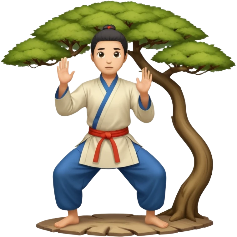 pratiquant de qi gong en position de l'arbre emoji
