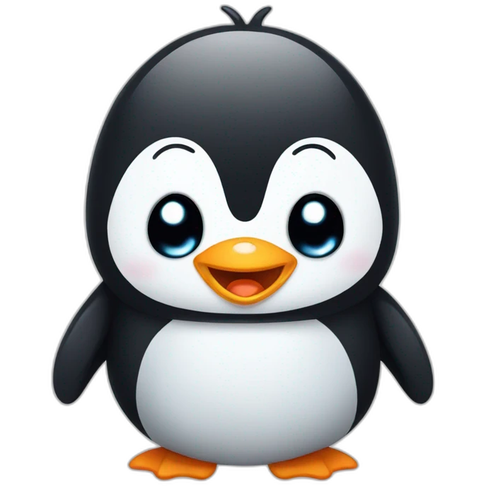 Cute penguin with happy tears emoji