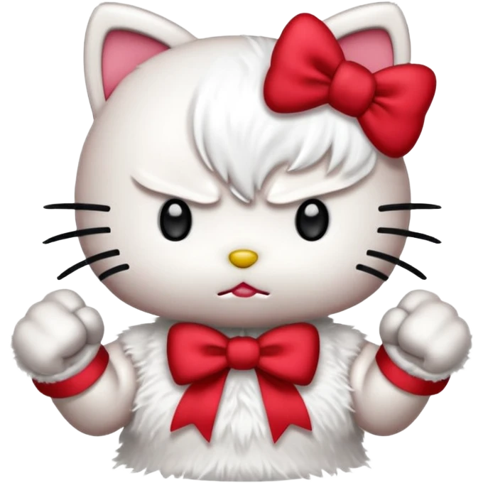hello kitty with clenched fists, angry face emoji