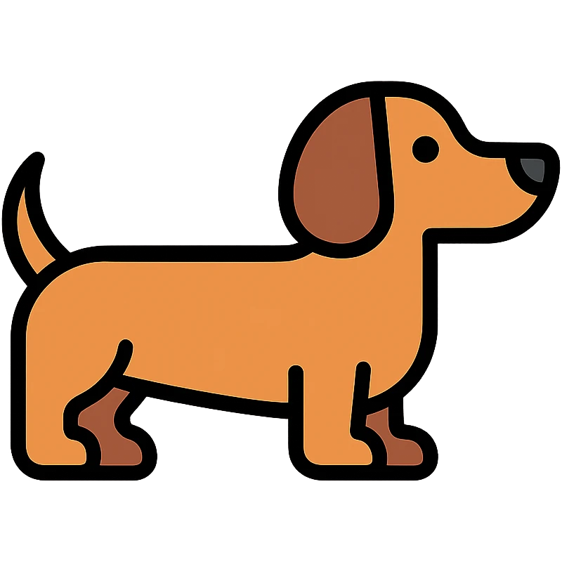teckel dog, simple and recognizable, color icon style emoji