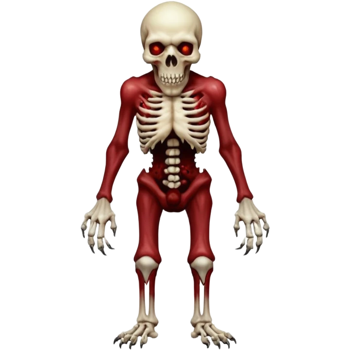 A Hideous mutated monster covered in rotton flesh and bloodin the style of your bleeding skull art, full body. Final boss character emoji