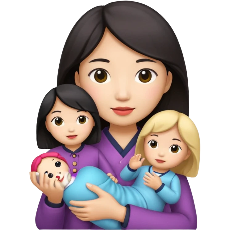 asian woman holding  doll emoji
