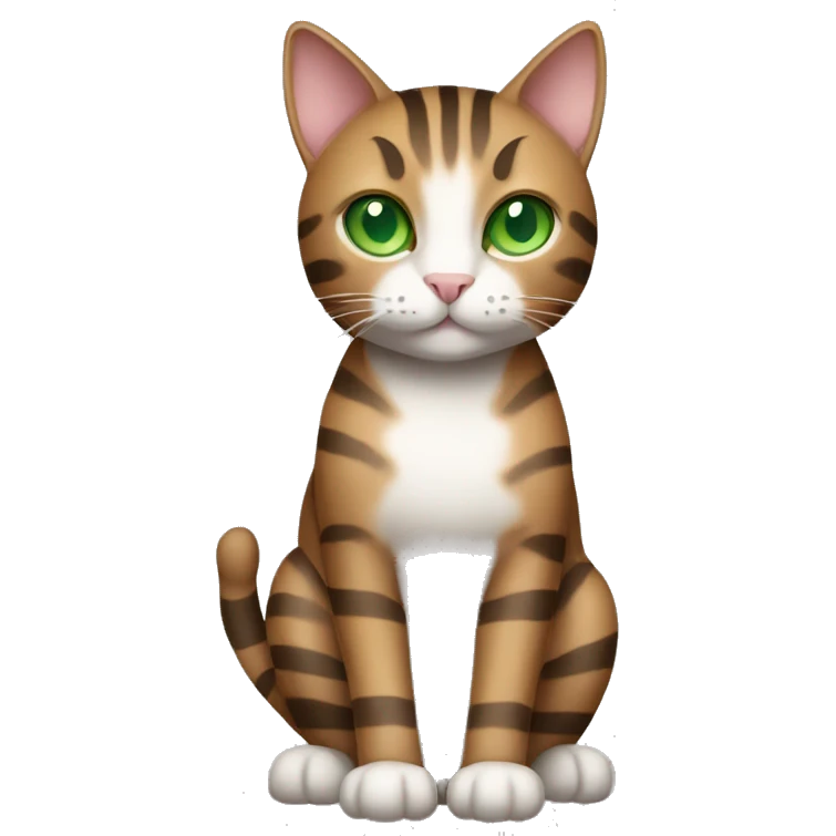 Full body striped brown cat with green eyes emoji